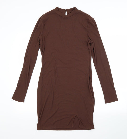 SheIn Womens Brown  Polyester Pencil Dress  Size L Crew Neck