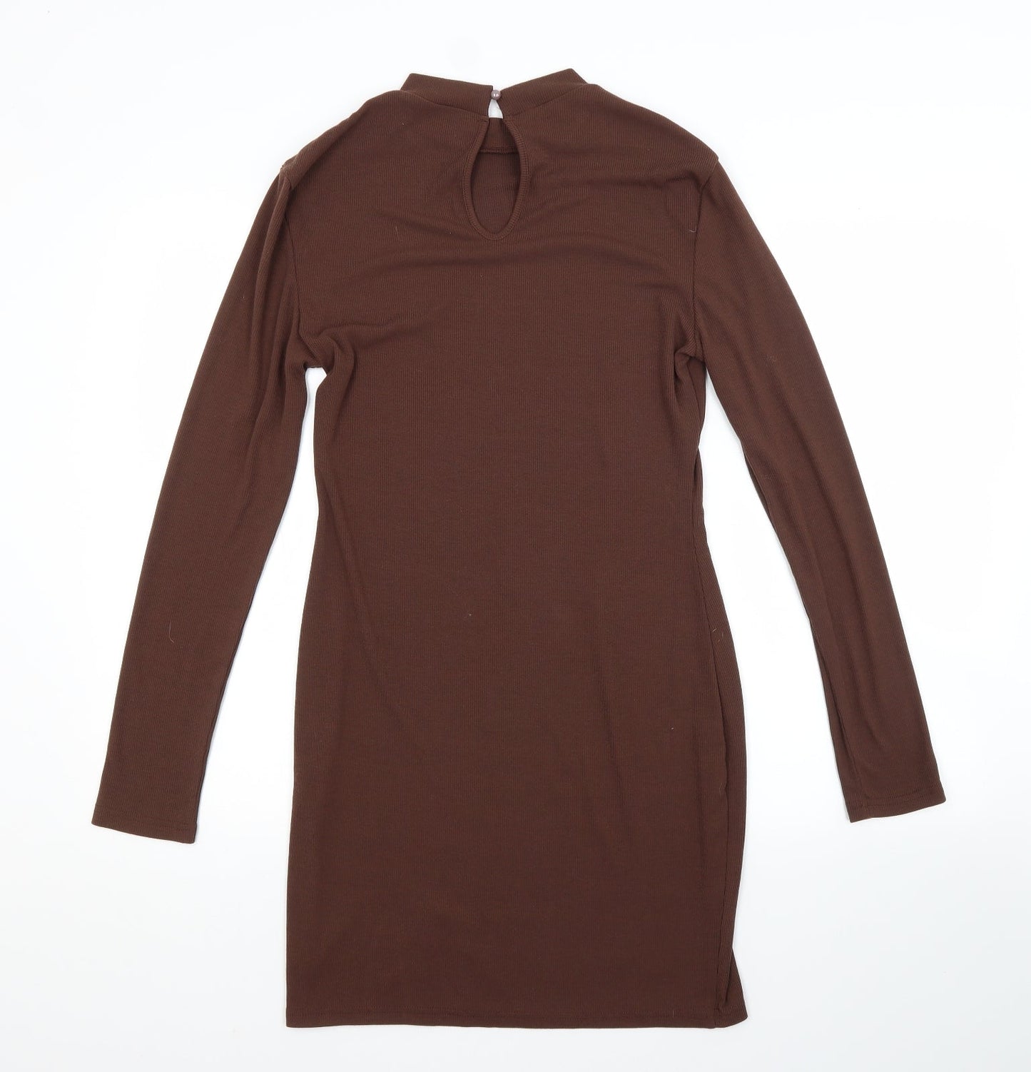 SheIn Womens Brown  Polyester Pencil Dress  Size L Crew Neck