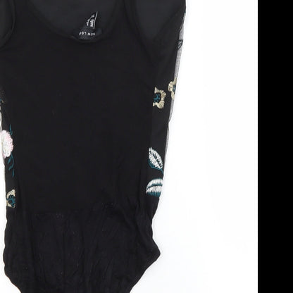 New Look Womens Black Flecked Polyester Unitard One-Piece Size 6