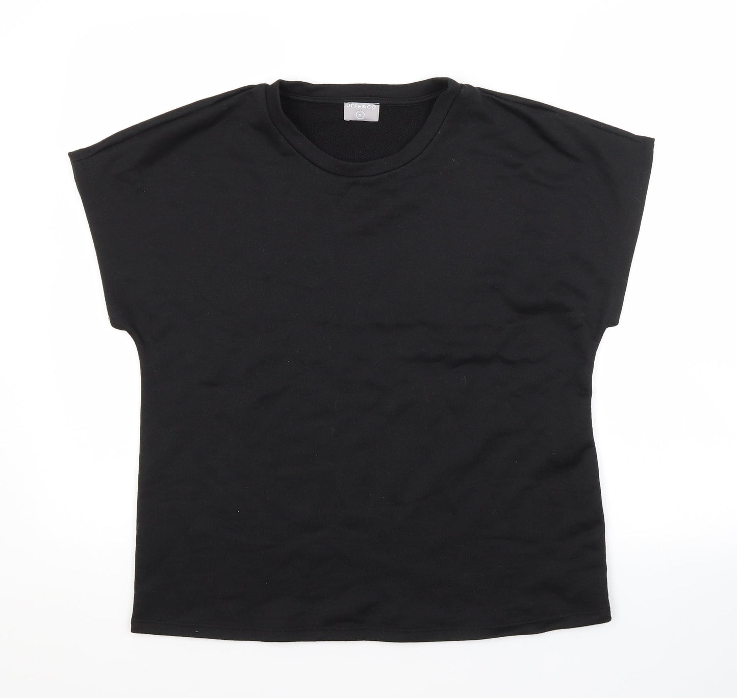 Womens UK Size 10 JEFF & CO Black Basic T-Shirt