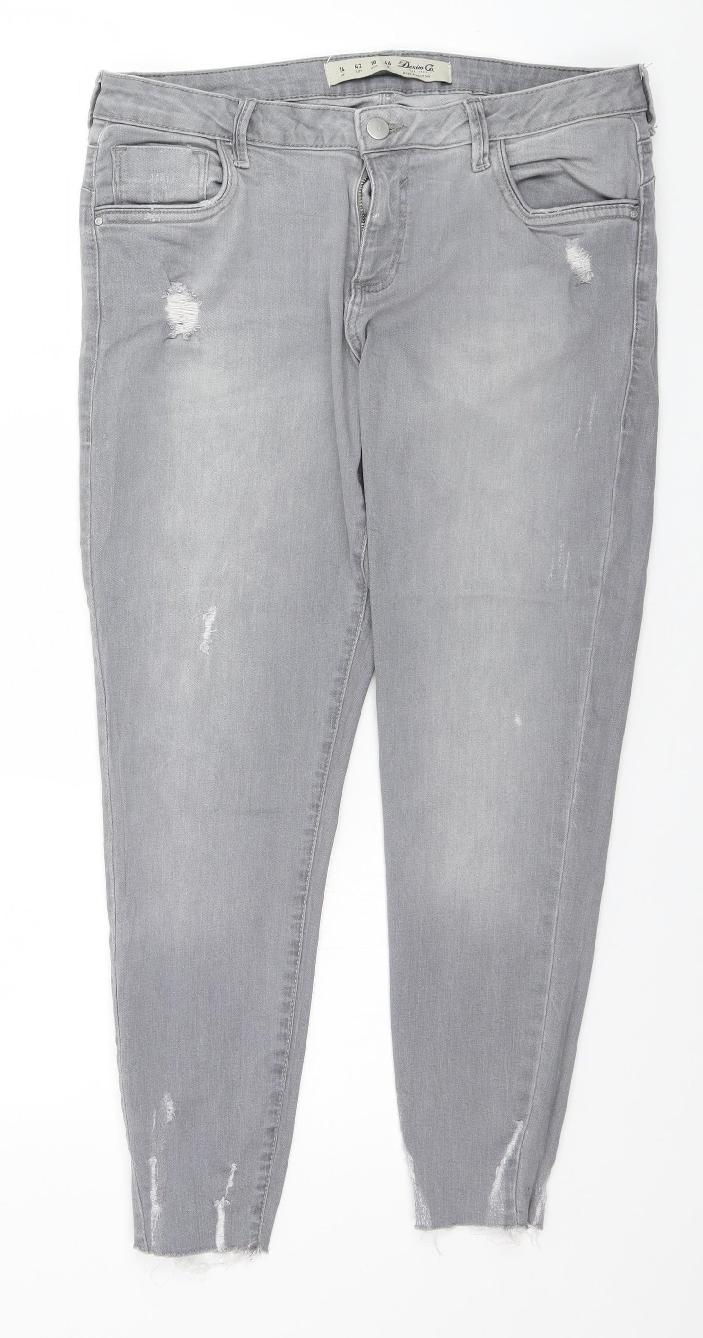 Denim & Co. Womens Grey  Cotton Straight Jeans Size 14 L27 in Regular
