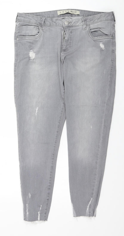 Denim & Co. Womens Grey  Cotton Straight Jeans Size 14 L27 in Regular