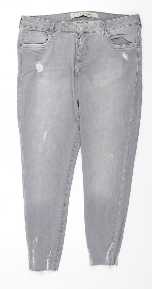 Denim & Co. Womens Grey  Cotton Straight Jeans Size 14 L27 in Regular
