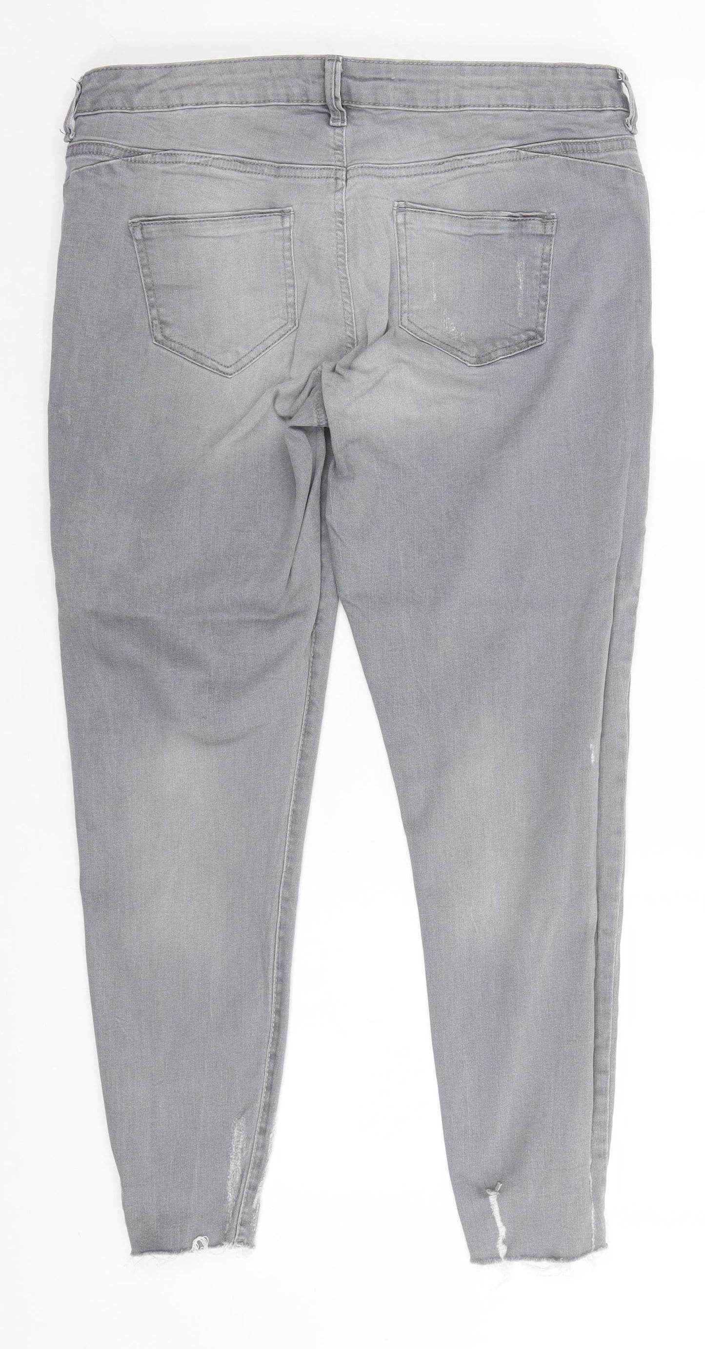 Denim & Co. Womens Grey  Cotton Straight Jeans Size 14 L27 in Regular