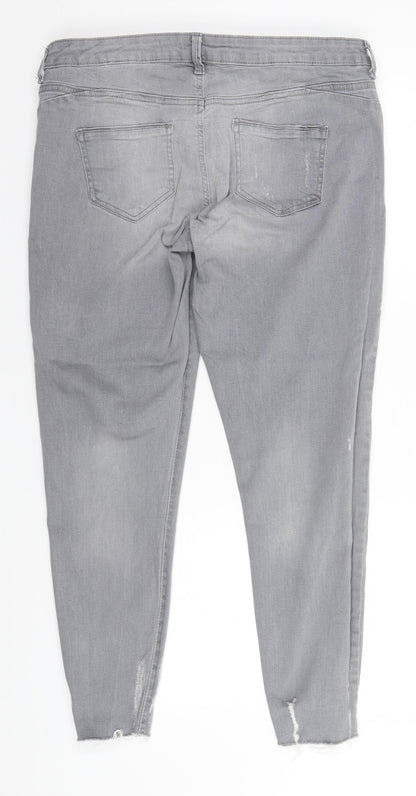 Denim & Co. Womens Grey  Cotton Straight Jeans Size 14 L27 in Regular