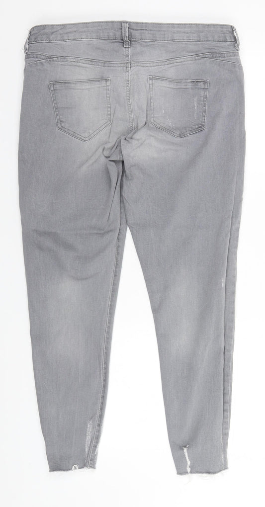 Denim & Co. Womens Grey  Cotton Straight Jeans Size 14 L27 in Regular