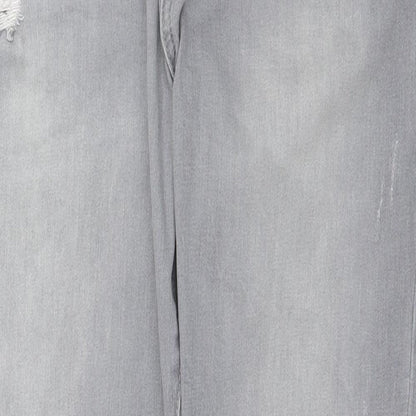 Denim & Co. Womens Grey  Cotton Straight Jeans Size 14 L27 in Regular