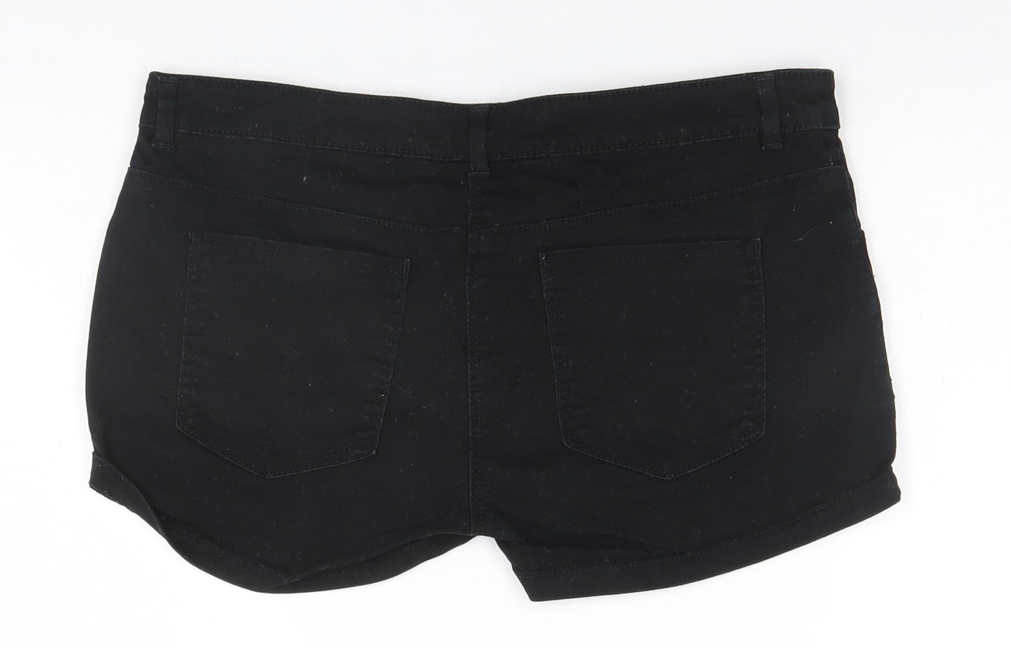 H&M Womens Black Geometric Cotton Cut-Off Shorts Size 10  Regular