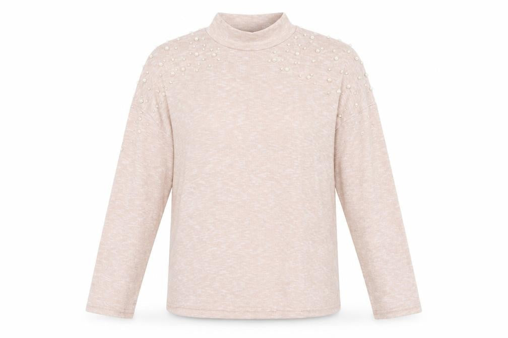 Front view of Divided women’s beige high neck polyester jumper, size S