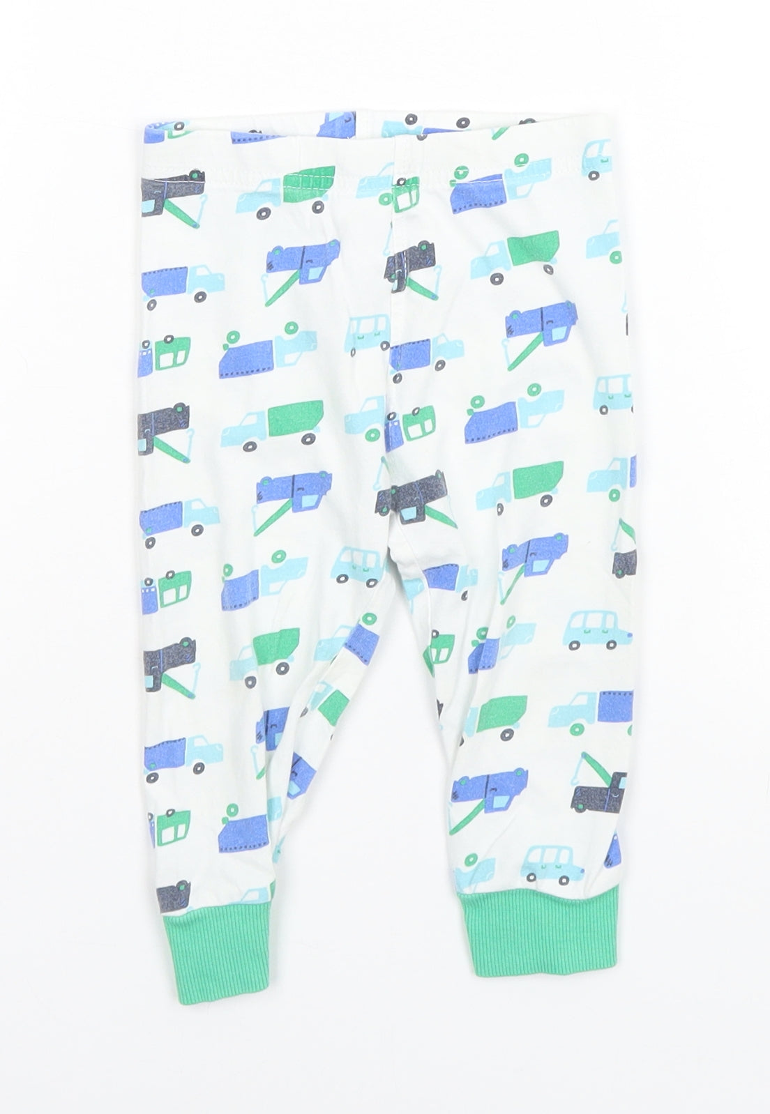 Mothercare Girls White Geometric Cotton Sweatpants Leggings Size 12-18 Months   - Cars and Trucks