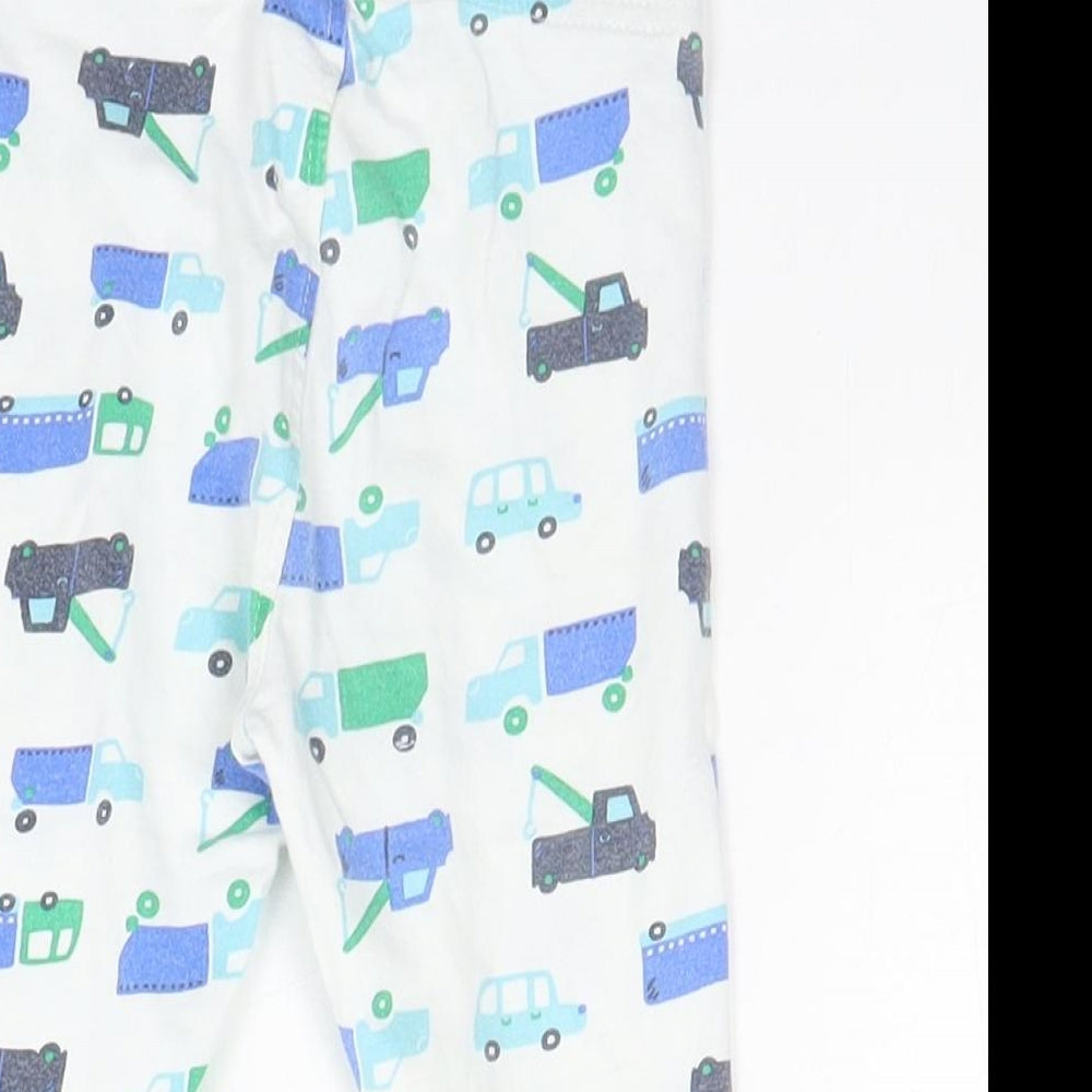 Mothercare Girls White Geometric Cotton Sweatpants Leggings Size 12-18 Months   - Cars and Trucks