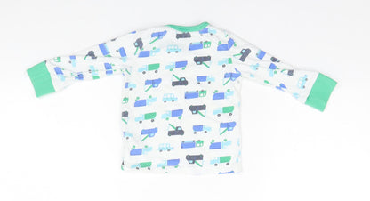 Mothercare Baby White Geometric Cotton  Pyjama Top Size 12-18 Months   - Cars and Trucks