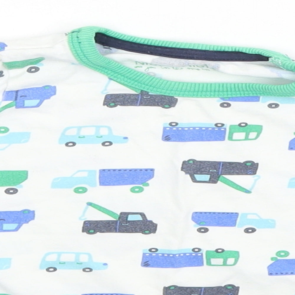 Mothercare Baby White Geometric Cotton  Pyjama Top Size 12-18 Months   - Cars and Trucks