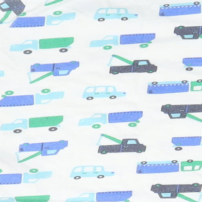 Mothercare Baby White Geometric Cotton  Pyjama Top Size 12-18 Months   - Cars and Trucks