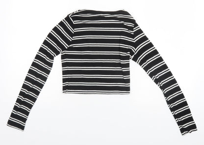 Atmosphere Womens Black Round Neck Striped  Pullover Jumper Size 8