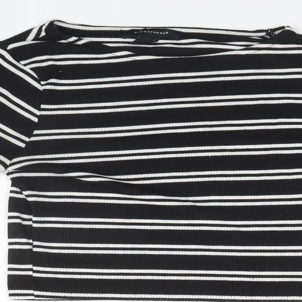 Atmosphere Womens Black Round Neck Striped  Pullover Jumper Size 8