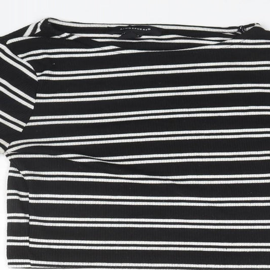 Atmosphere Womens Black Round Neck Striped  Pullover Jumper Size 8