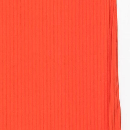 New Look Womens Orange Striped Polyester Pencil Dress  Size 6 Off the Shoulder