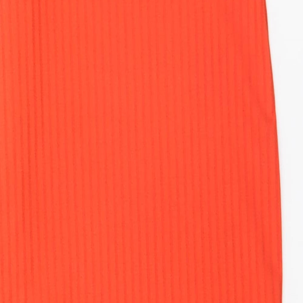 New Look Womens Orange Striped Polyester Pencil Dress  Size 6 Off the Shoulder