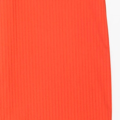 New Look Womens Orange Striped Polyester Pencil Dress  Size 6 Off the Shoulder