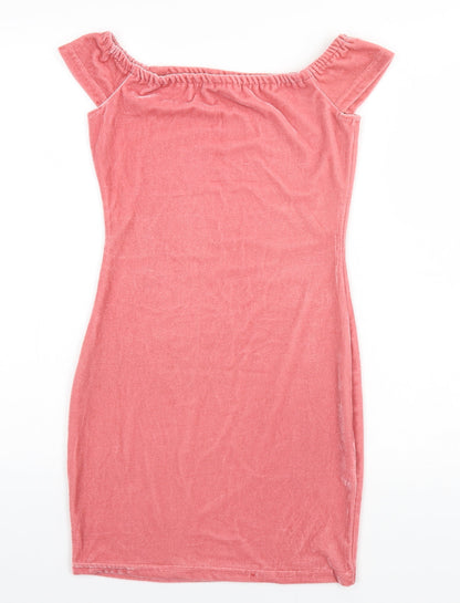 SheIn Womens Pink  Polyester Pencil Dress  Size S Square Neck