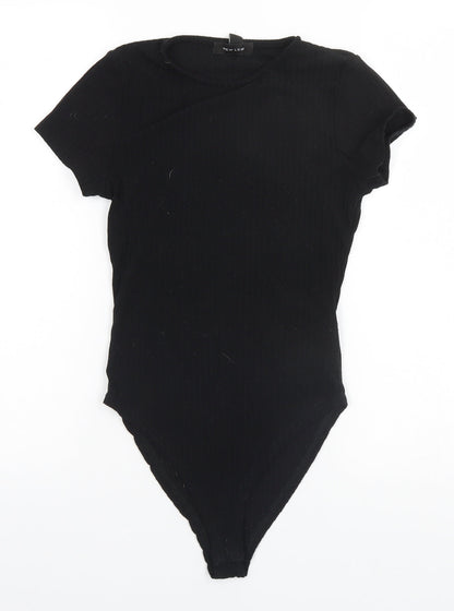 New Look Womens Black Striped Polyester Leotard One-Piece Size 6