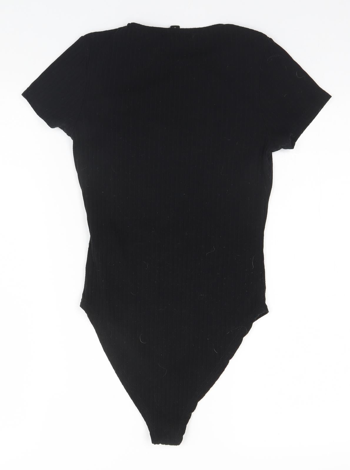 New Look Womens Black Striped Polyester Leotard One-Piece Size 6