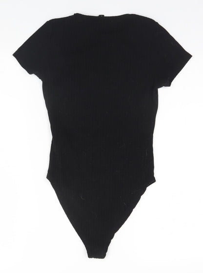 New Look Womens Black Striped Polyester Leotard One-Piece Size 6