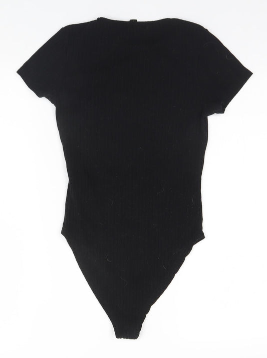 New Look Womens Black Striped Polyester Leotard One-Piece Size 6