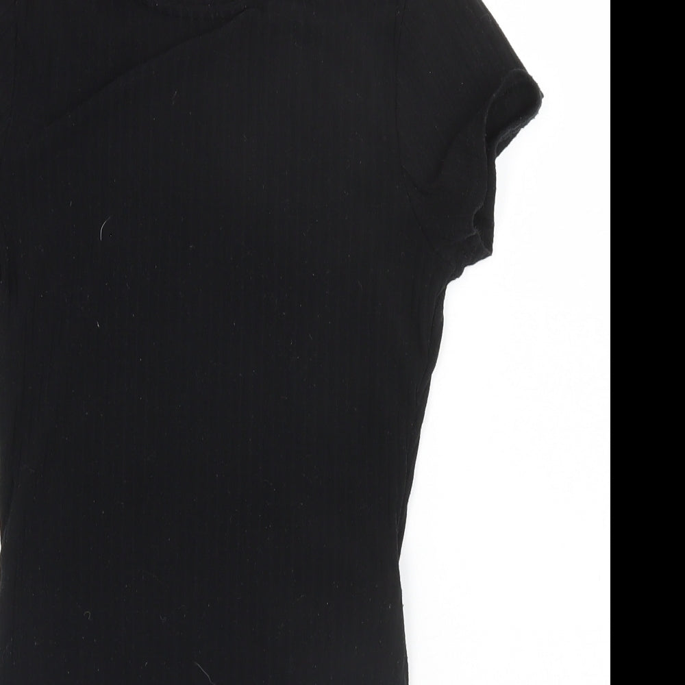 New Look Womens Black Striped Polyester Leotard One-Piece Size 6