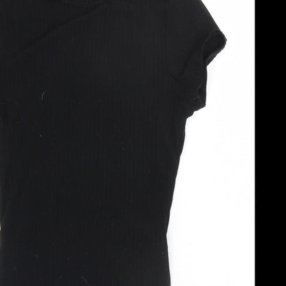 New Look Womens Black Striped Polyester Leotard One-Piece Size 6