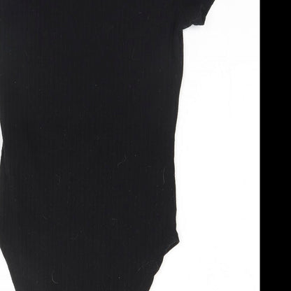 New Look Womens Black Striped Polyester Leotard One-Piece Size 6