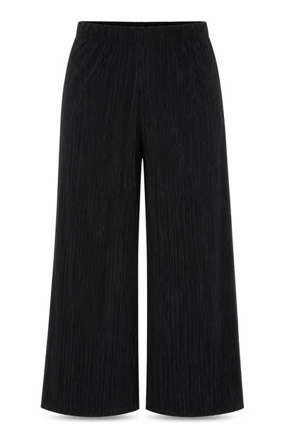 Front view of New Look women’s black striped trousers, size UK 6, 21-inch leg regular