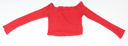 Womens UK Size S Divided Red Basic T-Shirt
