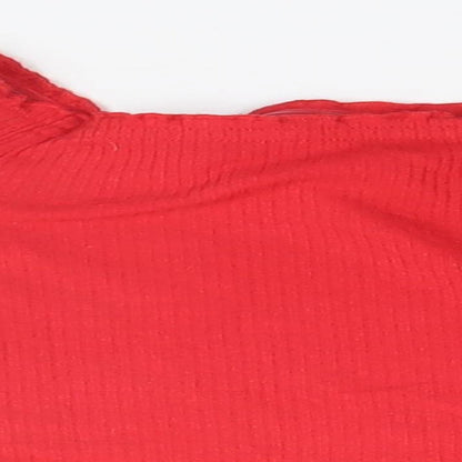 Womens UK Size S Divided Red Basic T-Shirt