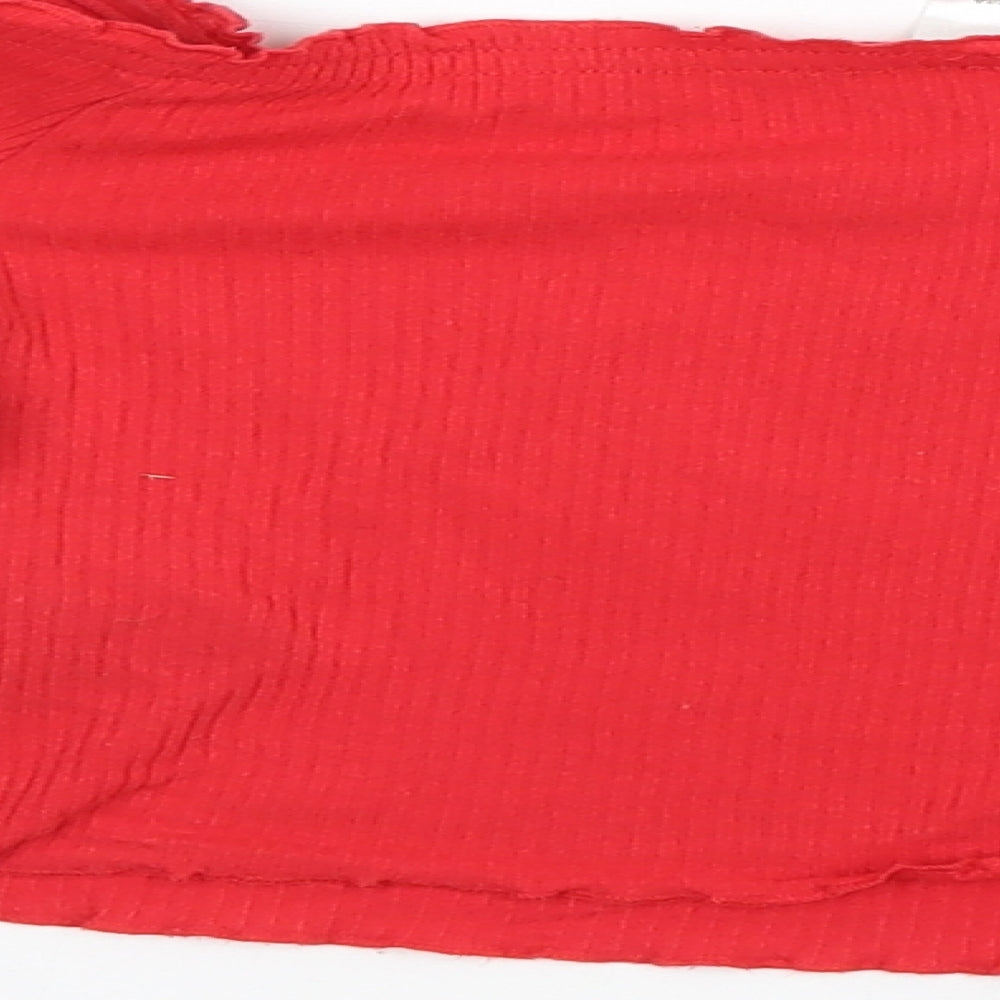 Womens UK Size S Divided Red Basic T-Shirt