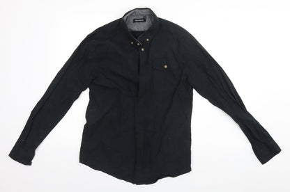 Mens UK Size M Industrialize Black  Button-Up Long Sleeve Casual Shirt
