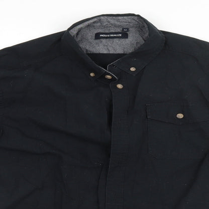 Mens UK Size M Industrialize Black  Button-Up Long Sleeve Casual Shirt