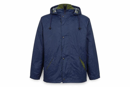 Front view of Marks & Spencer men’s blue rain coat coat, size S