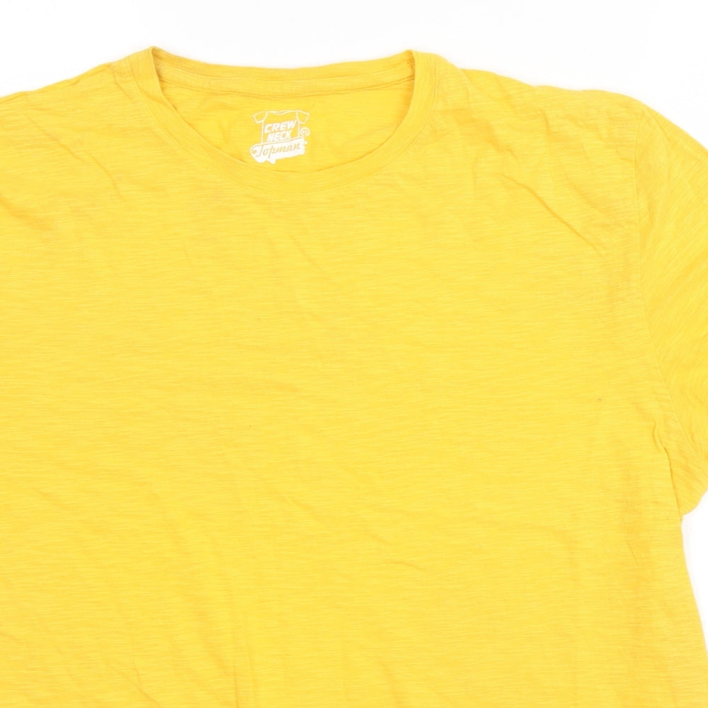 Topman Mens Yellow  Cotton  T-Shirt Size XL Round Neck