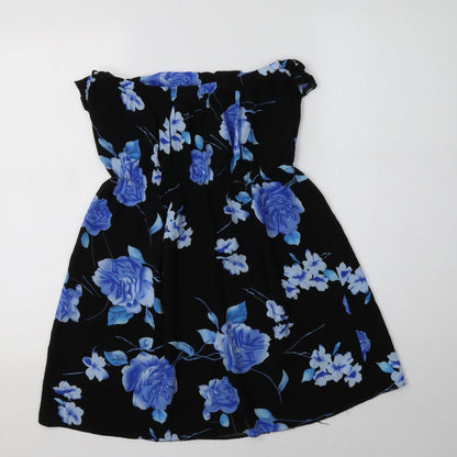 Womens UK Size L Preworn Black Tunic Blouse