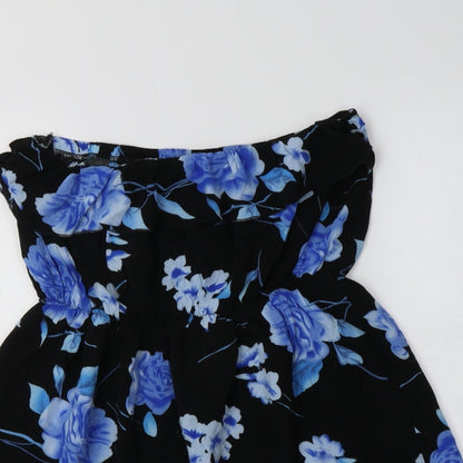 Womens UK Size L Preworn Black Tunic Blouse