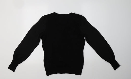 Kaliko Womens Black Round Neck  Viscose Pullover Jumper Size 12