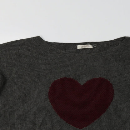 Amichi Womens Grey Round Neck  Acrylic Pullover Jumper Size XL