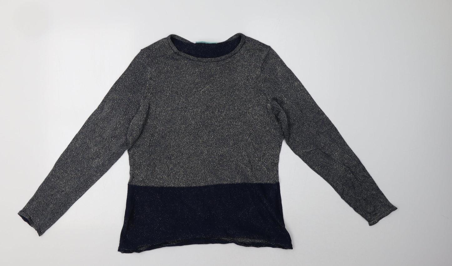 Avenue Womens Blue Crew Neck  Cotton Pullover Jumper Size M