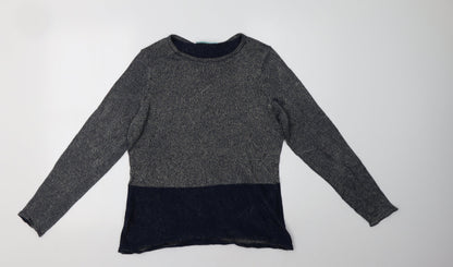 Avenue Womens Blue Crew Neck  Cotton Pullover Jumper Size M