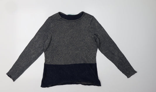 Avenue Womens Blue Crew Neck  Cotton Pullover Jumper Size M