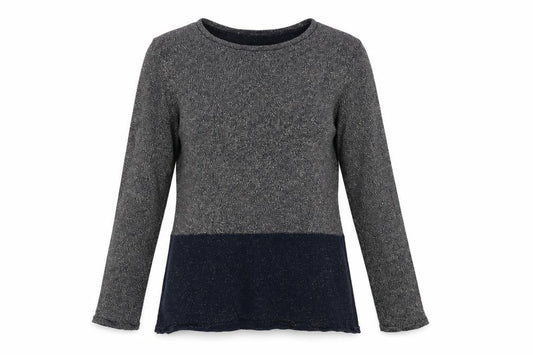 Front view of Avenue women’s blue crew neck cotton jumper, size M