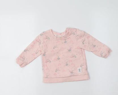 George Baby Pink Geometric Cotton Pullover Jumper Size 9-12 Months