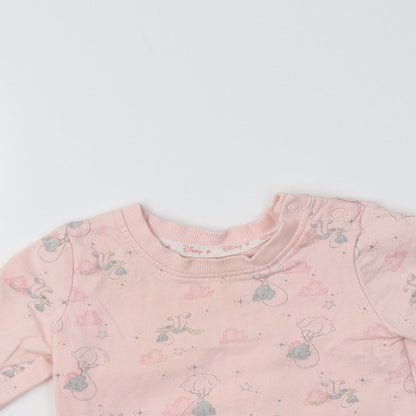 George Baby Pink Geometric Cotton Pullover Jumper Size 9-12 Months